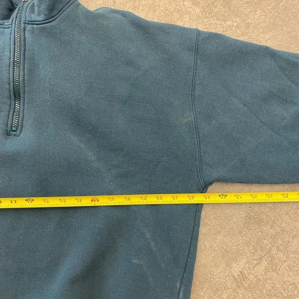 Vintage 90s Russell Athletic Green Quarter Zip Blank Crewneck Sweatshirt Size XL